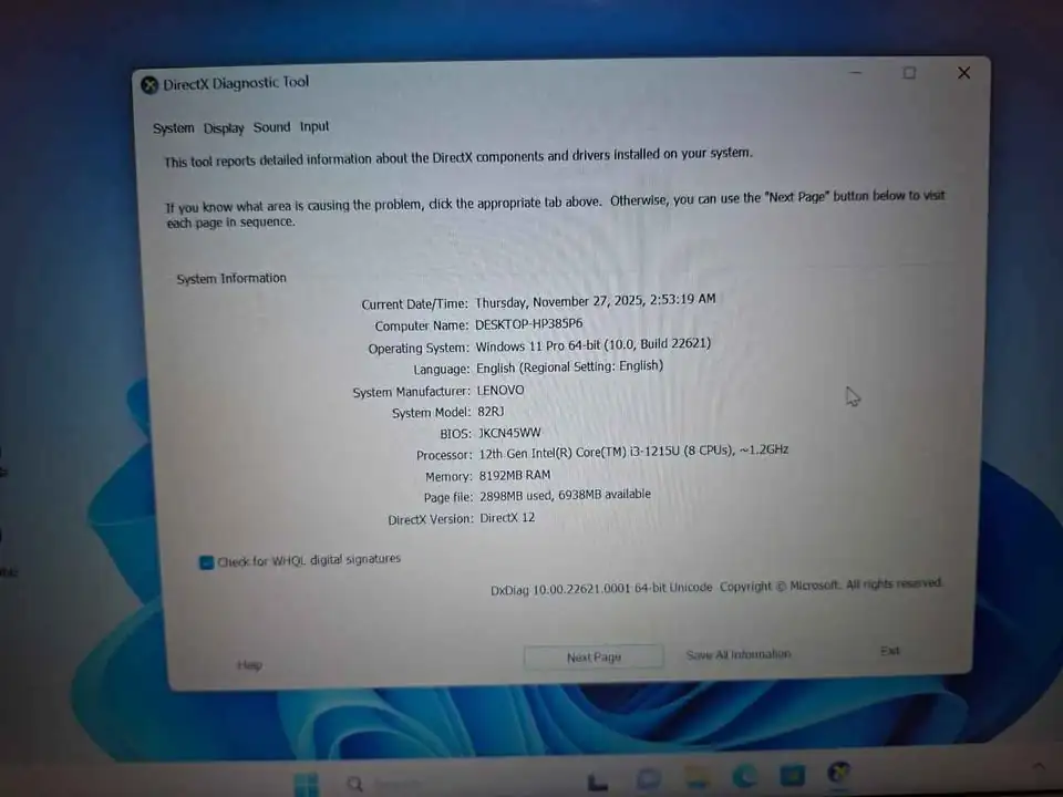 Laptop Lenovo IDEAPAD slim 3 gen 12 ram 8 SSD 256
