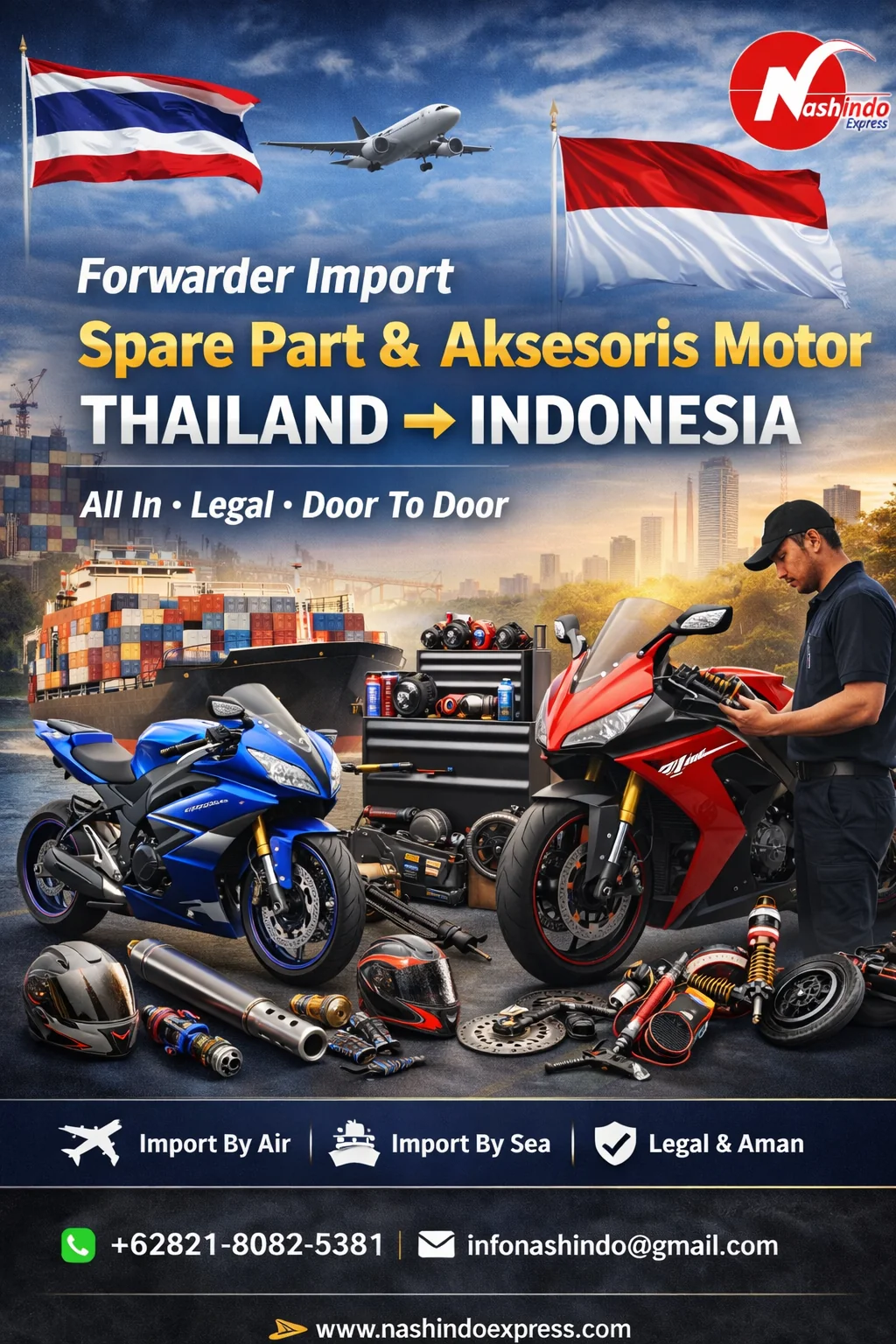 Forwarder Jasa Import Spare Part & Aksesoris Motor Thailand ke Indones