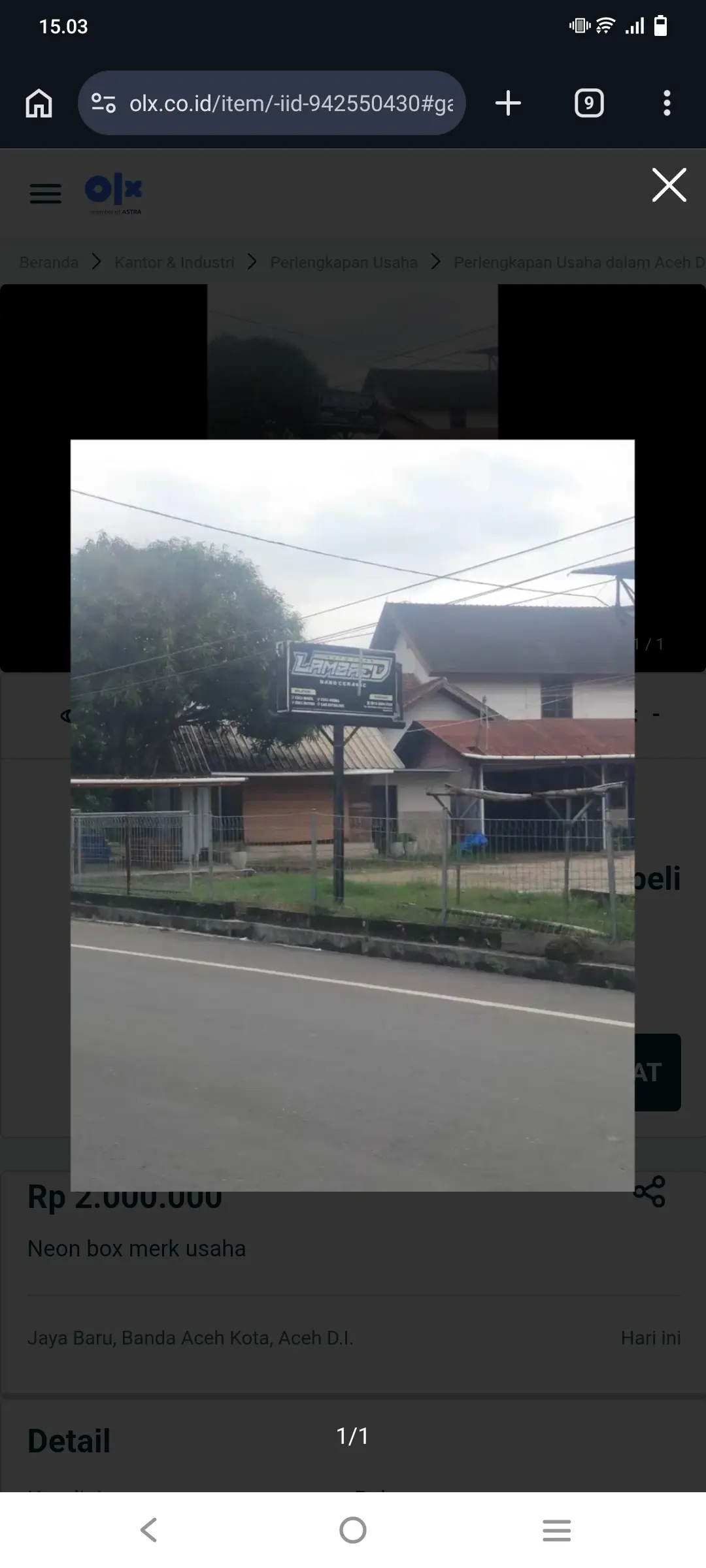 Neon box 2.4m x 1m (merk/nama usaha)
