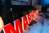 Huruf timbul akrilik lampu + rangka besi