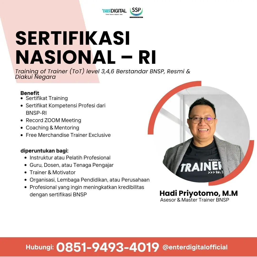 PROFESIONAL! Biaya Sertifikasi TOT BNSP Kediri